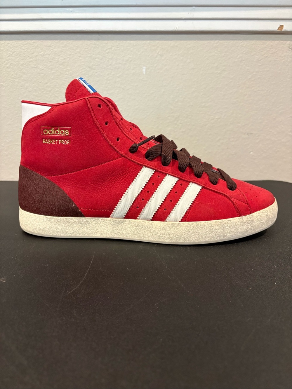 Adidas Basket Profi Red Suede High Top Sneakers Men’s Size 11.5 G60894 Worn Once - Picture 2 of 9